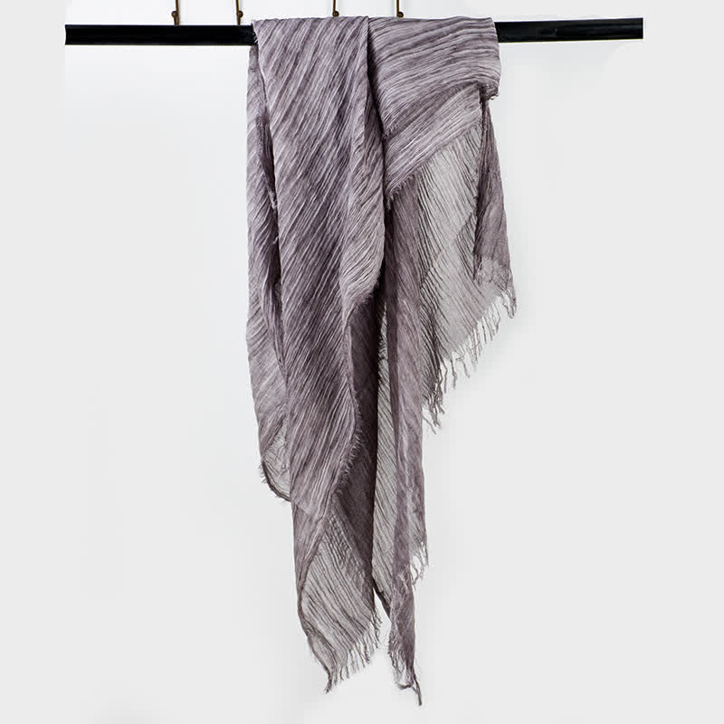 Écharpe fine en coton et lin léger à motif froissé - Violet foncé - image 8