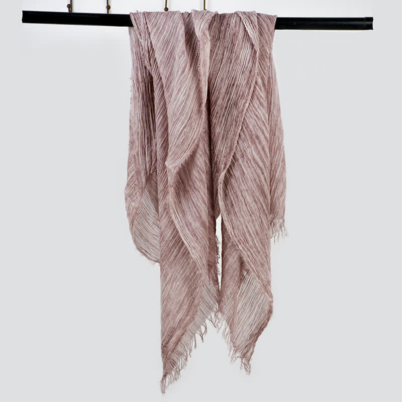 Écharpe fine en coton et lin léger à motif froissé - Rose poudré - image 9