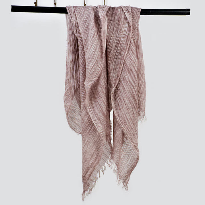 Écharpe fine en coton et lin léger à motif froissé - Rose poudré - image 9