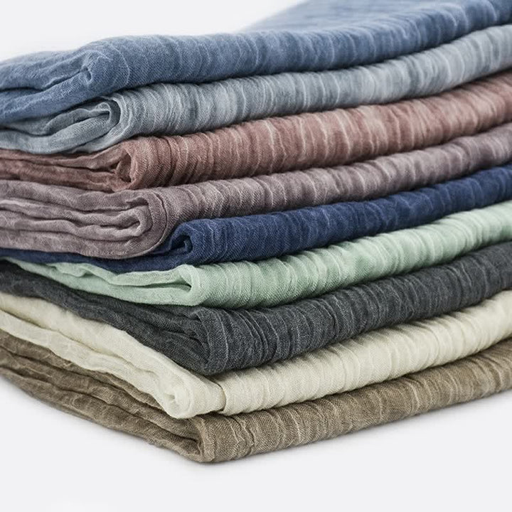 Écharpe fine en coton et lin léger à motif froissé