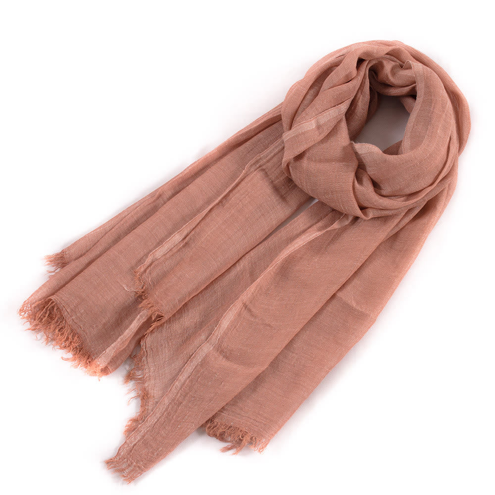 Écharpe fine plissée vintage de couleur unie pour l'été - Rose poudré - image 18