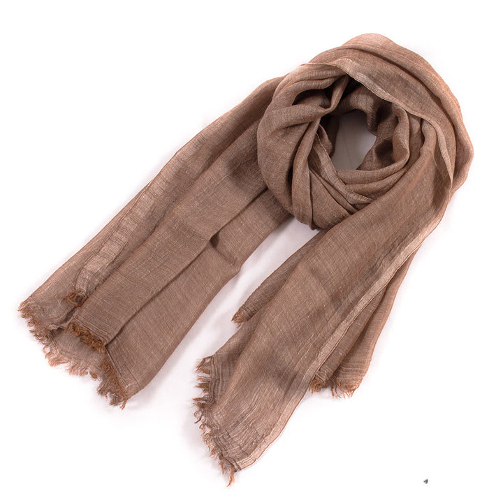 Écharpe fine plissée vintage de couleur unie pour l'été - Tanné - image 19