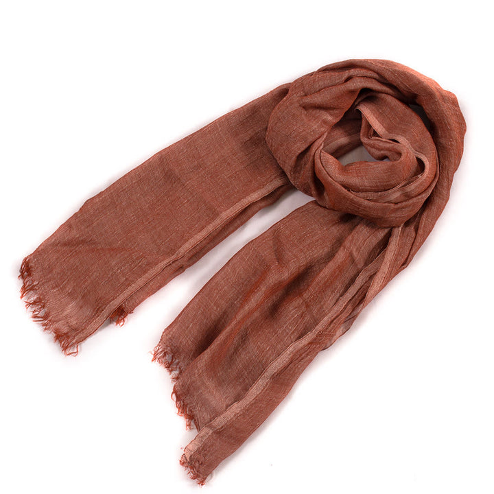 Écharpe fine plissée vintage de couleur unie pour l'été - Caramel - image 10