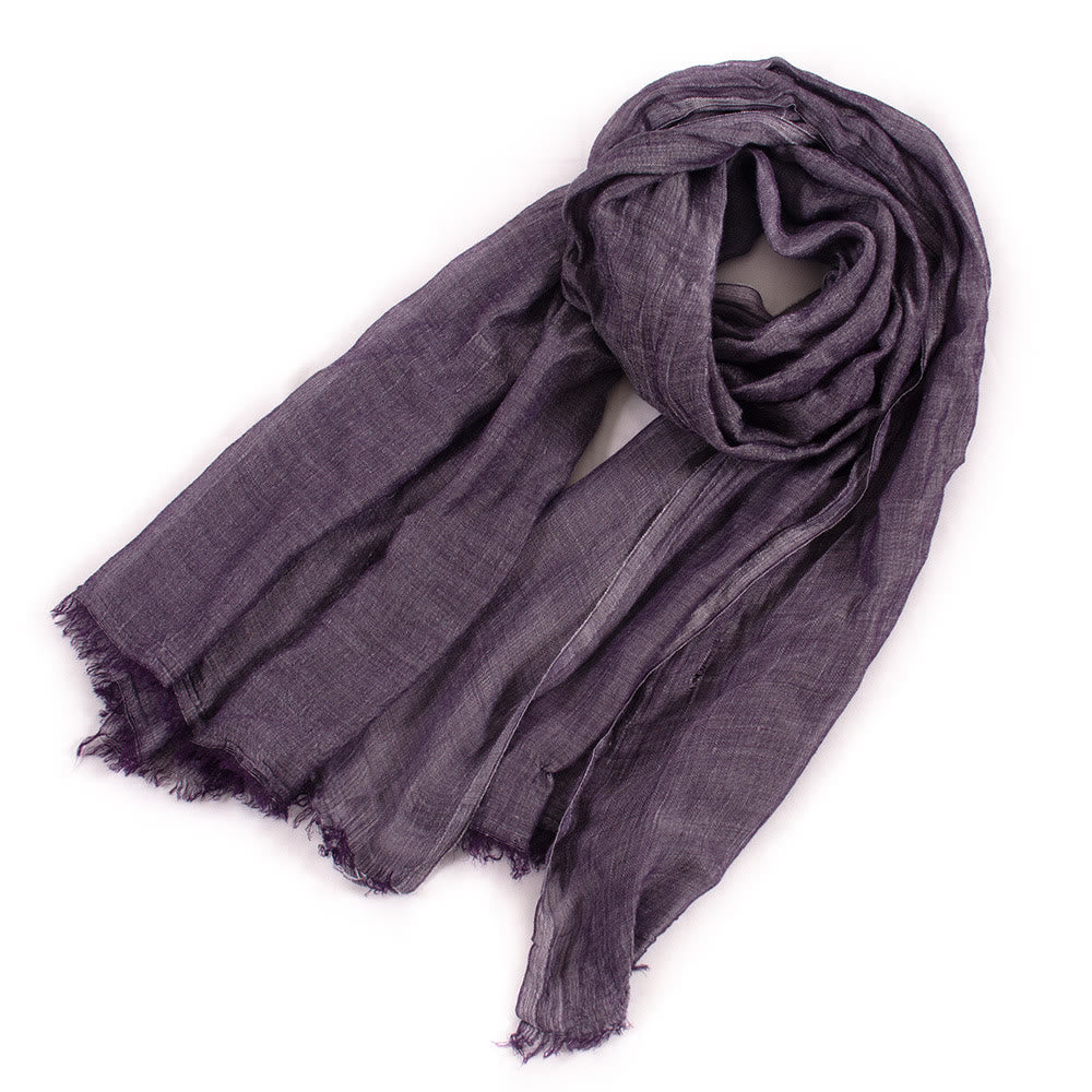 Écharpe fine plissée vintage de couleur unie pour l'été - Violet foncé - image 3