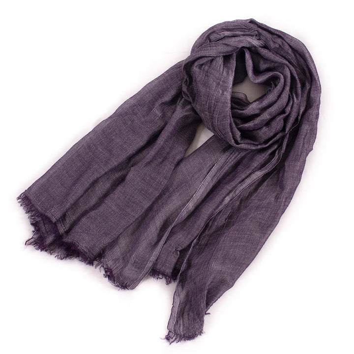 Écharpe fine plissée vintage de couleur unie pour l'été - Violet foncé - image 3