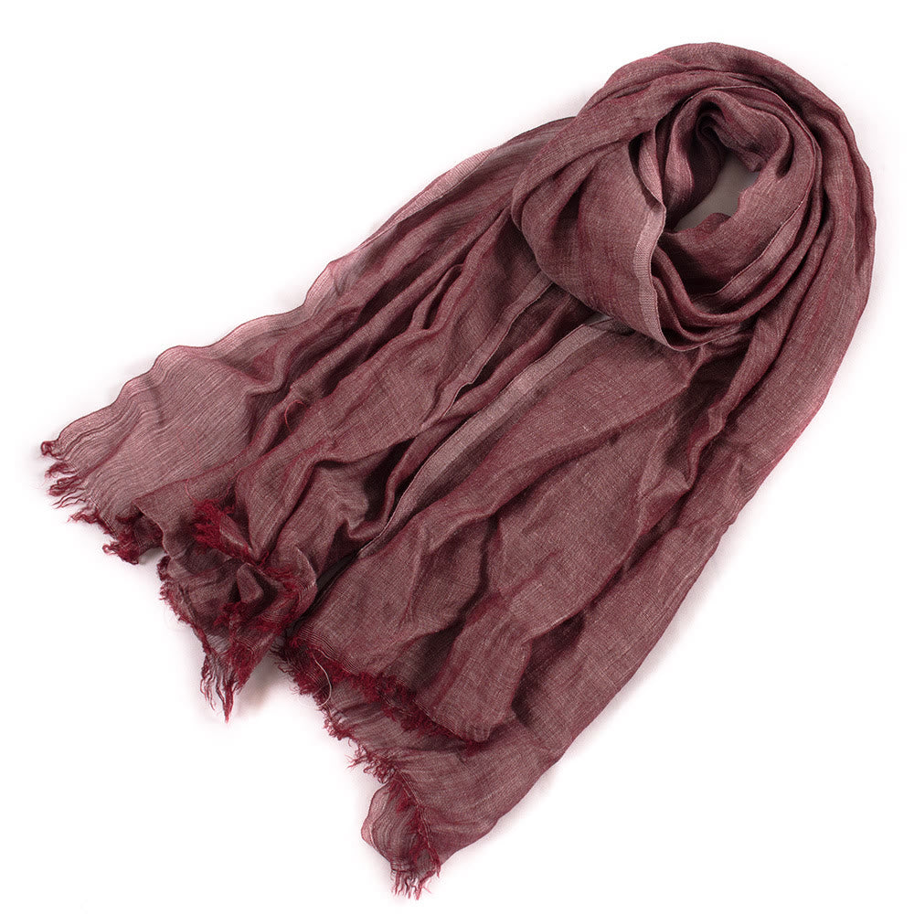 Écharpe fine plissée vintage de couleur unie pour l'été - Brun - image 13