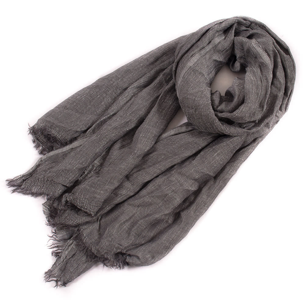 Écharpe fine plissée vintage de couleur unie pour l'été - Gris foncé - image 16