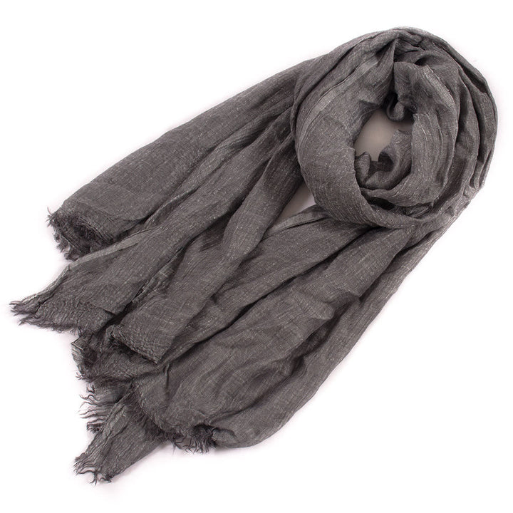 Écharpe fine plissée vintage de couleur unie pour l'été - Gris foncé - image 16