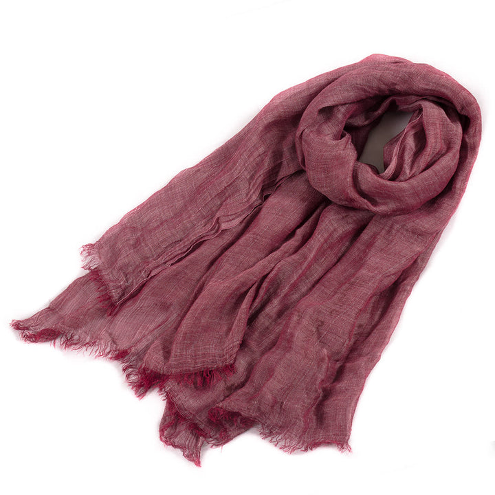 Écharpe fine plissée vintage de couleur unie pour l'été - Rouge indien - image 17