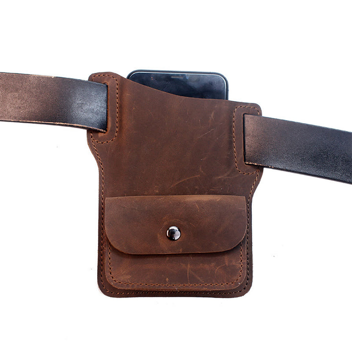 Sac ceinture à suspendre en cuir véritable pour téléphone portable