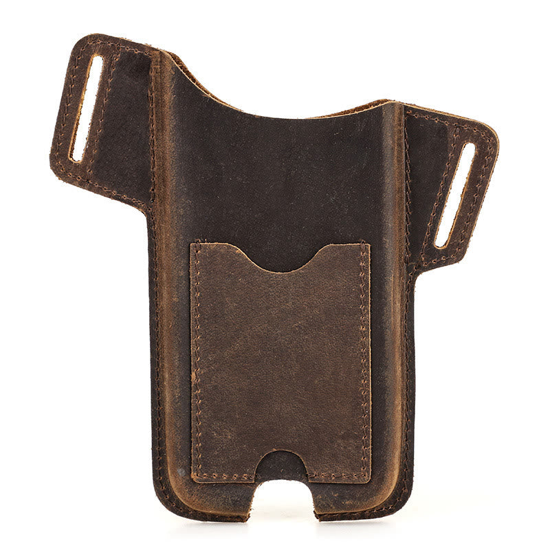 Étui de téléphone portable polyvalent en cuir, sacoche de ceinture - Café - Droitier - Pour 6,7 pouces - image 2