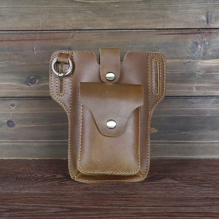 Sac ceinture à suspendre en cuir pour téléphone portable vintage avec porte-clés