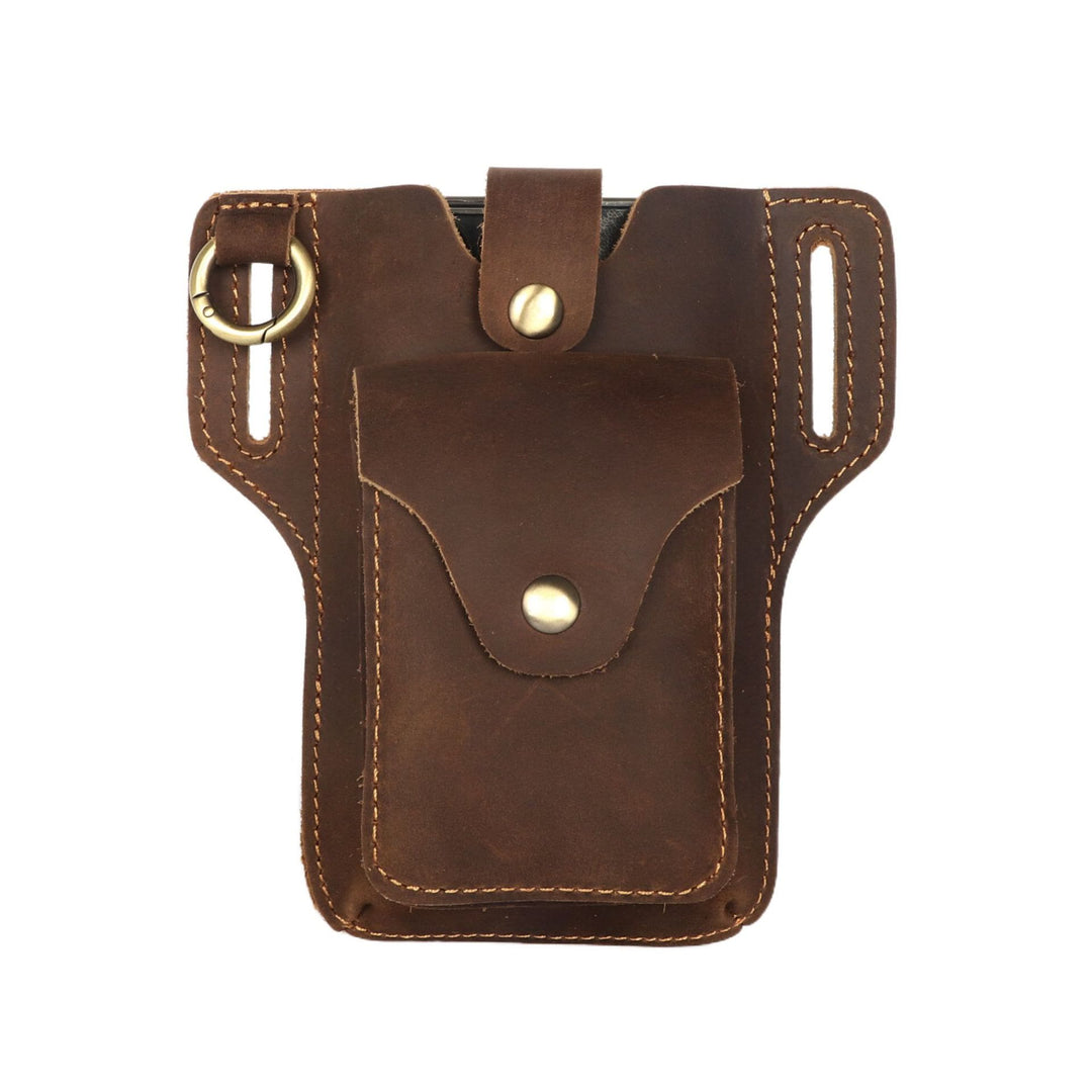 Sac ceinture à suspendre en cuir pour téléphone portable vintage avec porte-clés