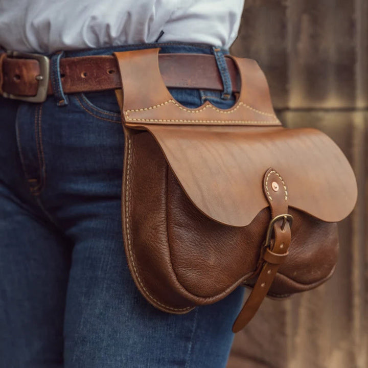 Sac ceinture à boucle de taille en cuir robuste de style viking