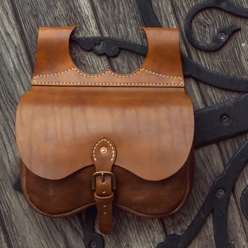 Sac ceinture à boucle de taille en cuir robuste de style viking