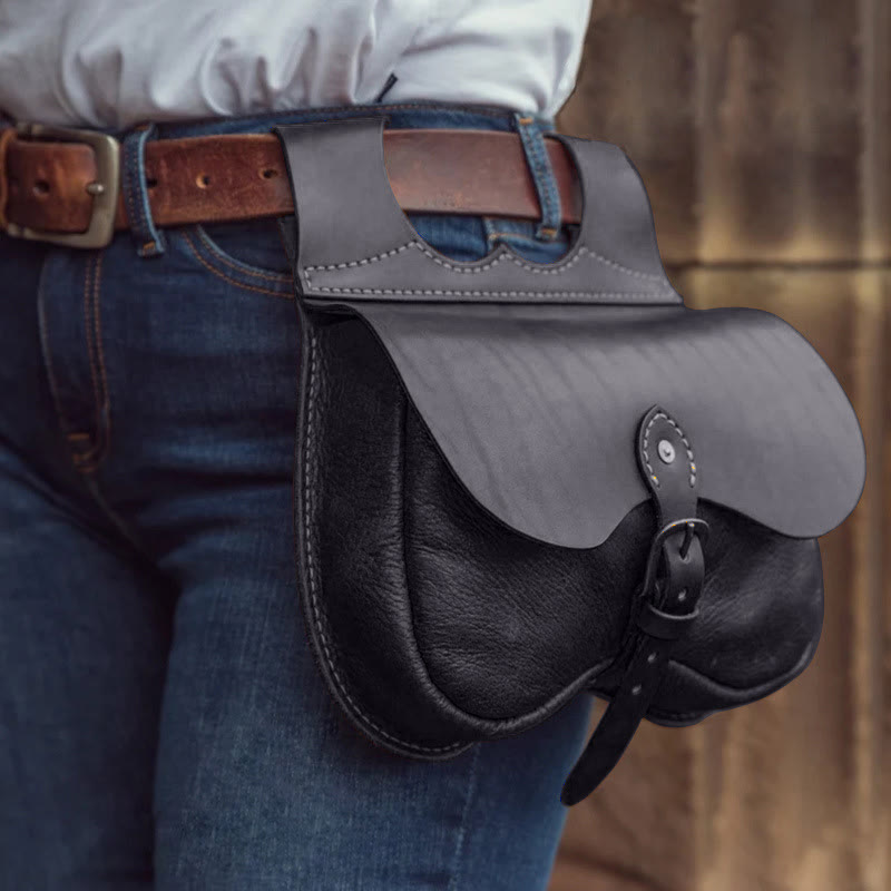 Sac ceinture à boucle de taille en cuir robuste de style viking
