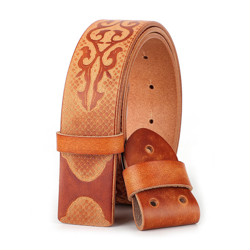 Ceinture en cuir à motif sculpté de style ethnique pour hommes