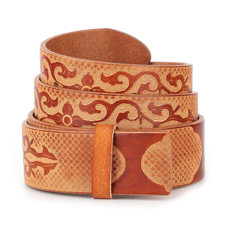 Ceinture en cuir à motif sculpté de style ethnique pour hommes