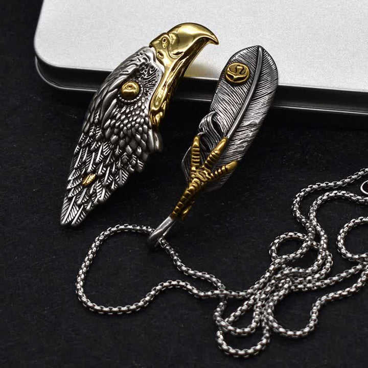 Collier avec pendentif en forme de plume de pygargue à tête blanche et couteau caché - image 8