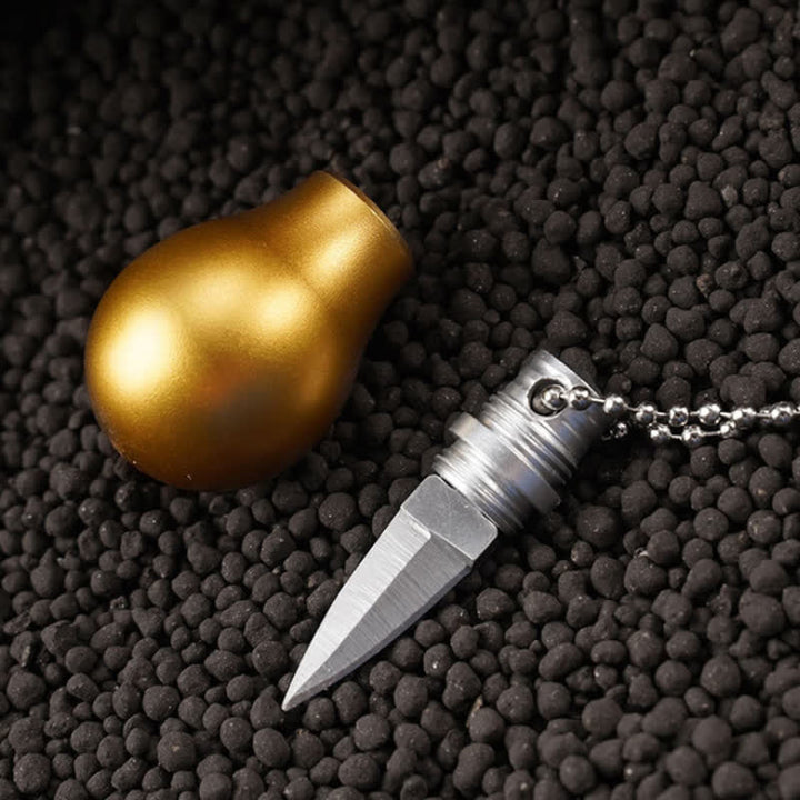 Porte-clés couteau caché en forme d'ampoule de lampe de couleur dorée