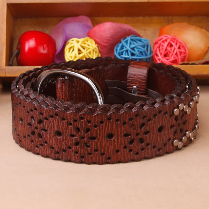 Ceinture en cuir ajourée à rivets fendus et déchirés de style gothique