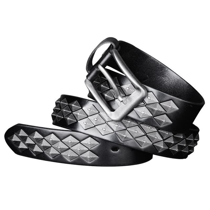 Ceinture en cuir noir à rivets gothiques en losange