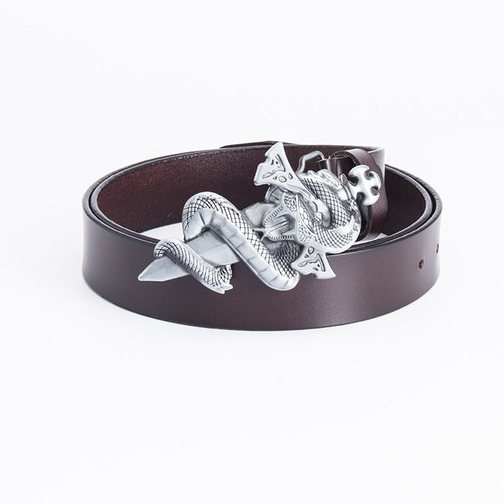 Ceinture en cuir pour homme avec épée de chevalier Western Snake - Brun - 46 - image 10
