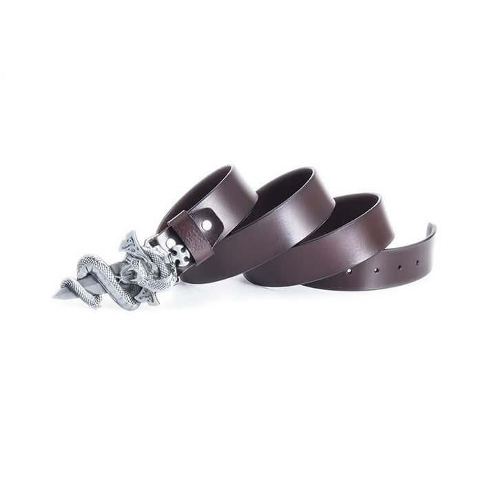 Ceinture en cuir pour homme avec épée de chevalier Western Snake