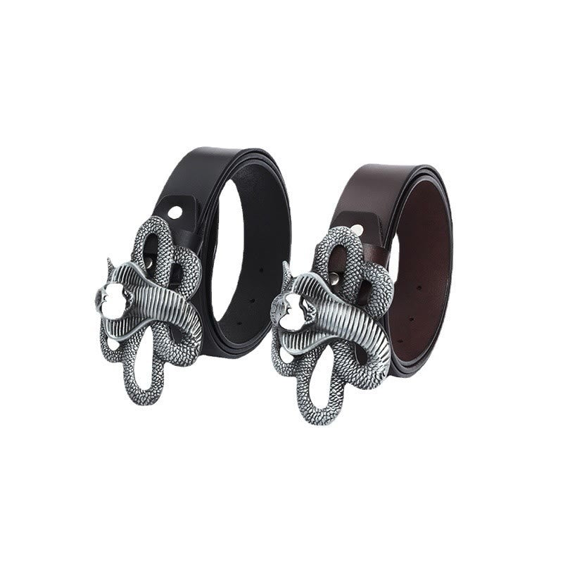Ceinture en cuir cobra 3D vintage pour homme