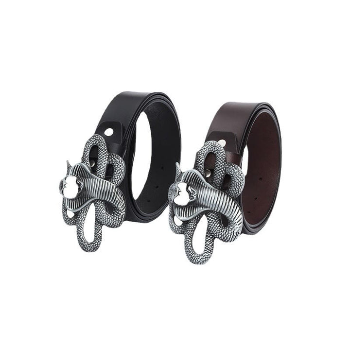 Ceinture en cuir cobra 3D vintage pour homme