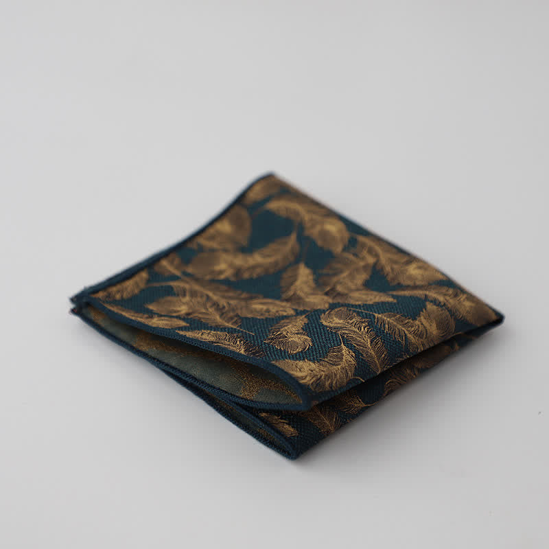 Pochette de costume à motif floral et feuilles artistiques pour homme