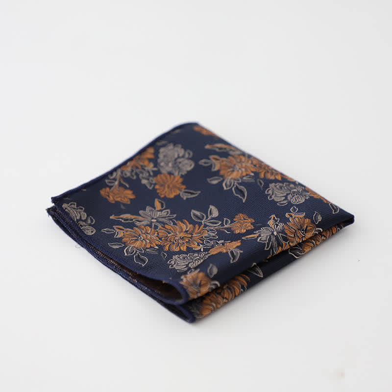 Pochette de costume à motif floral et feuilles artistiques pour homme