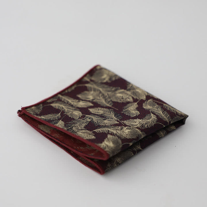 Pochette de costume à motif floral et feuilles artistiques pour homme