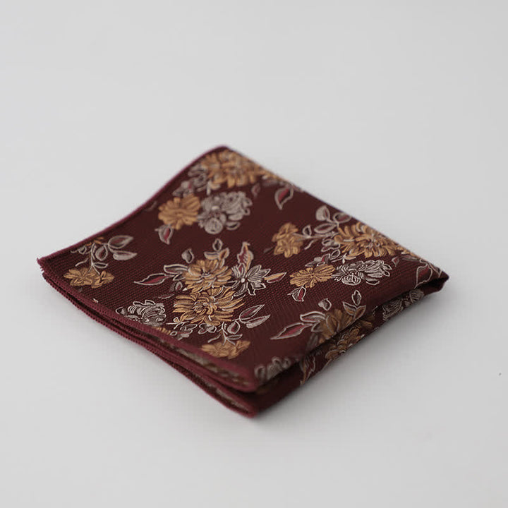 Pochette de costume à motif floral et feuilles artistiques pour homme