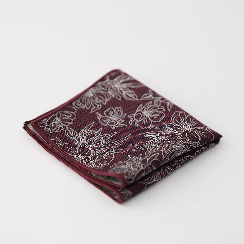 Pochette de costume à motif floral et feuilles artistiques pour homme