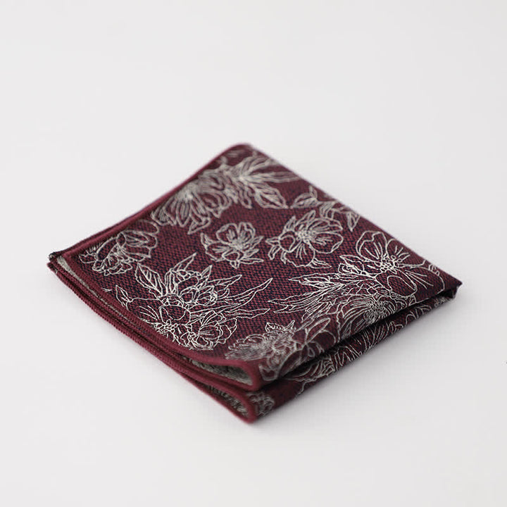Pochette de costume à motif floral et feuilles artistiques pour homme