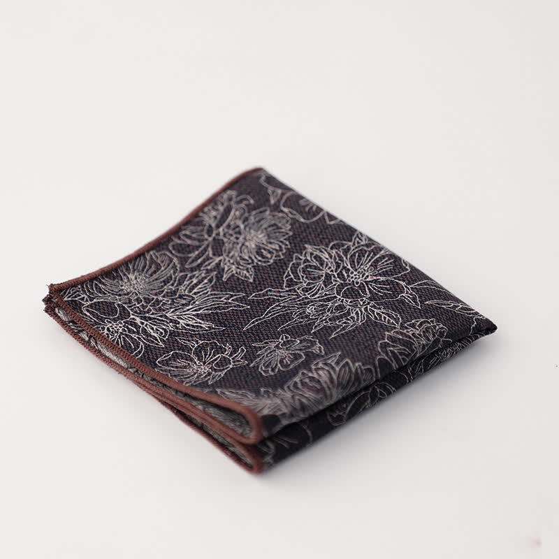 Pochette de costume à motif floral et feuilles artistiques pour homme