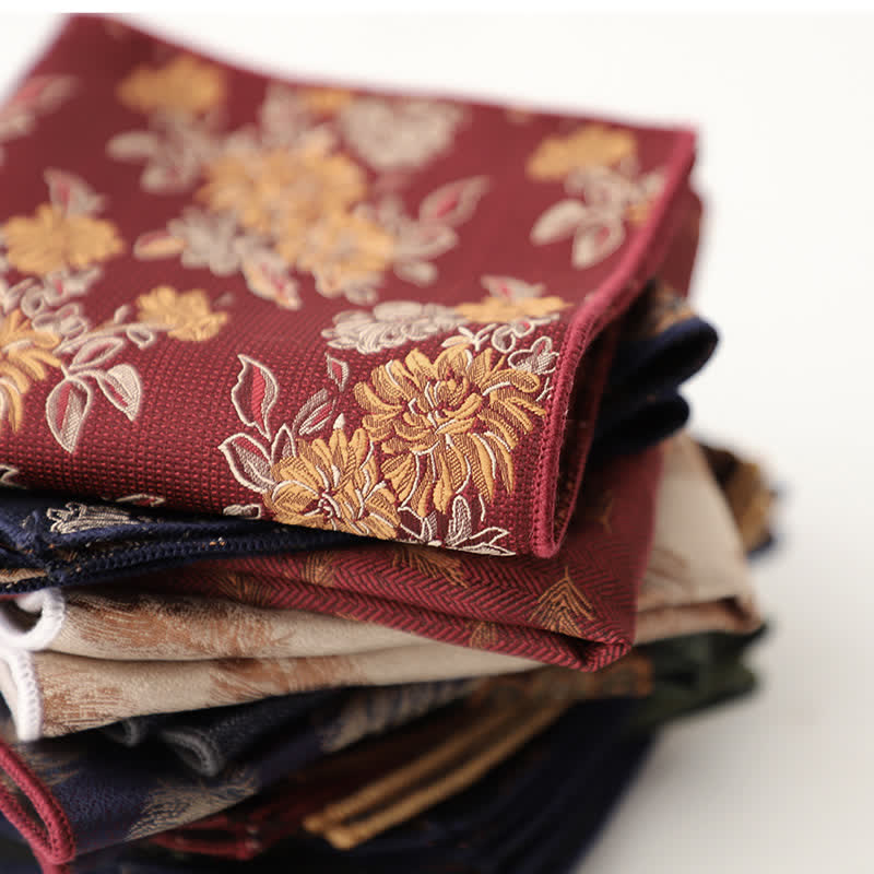 Pochette de costume à motif floral et feuilles artistiques pour homme