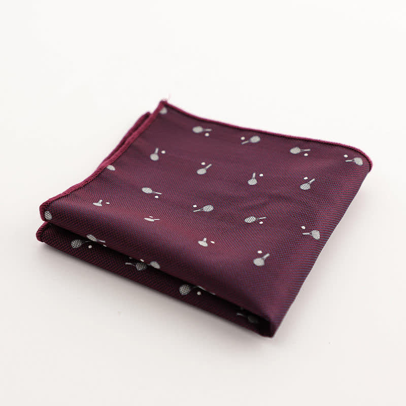 Pochette de costume à rayures géométriques pour homme de la série Bordeaux