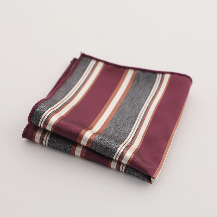 Pochette de costume à rayures géométriques pour homme de la série Bordeaux