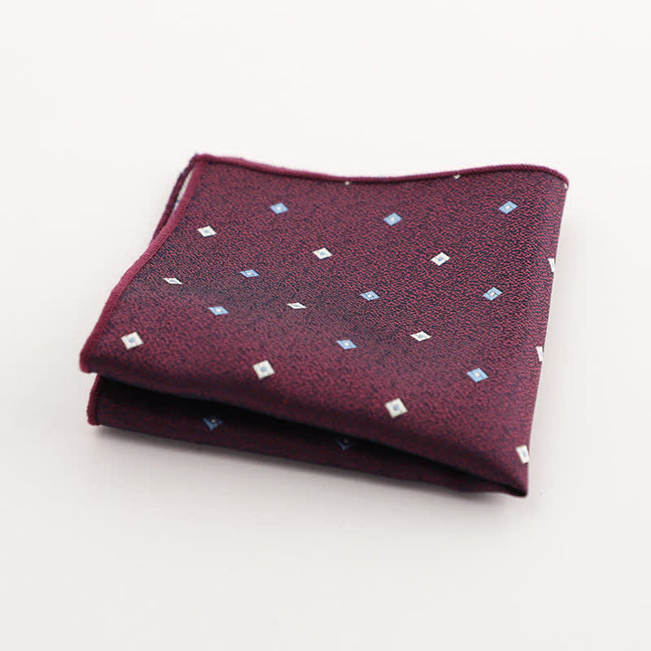 Pochette de costume à rayures géométriques pour homme de la série Bordeaux