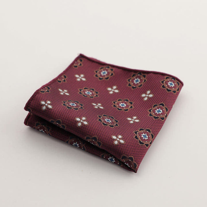 Pochette de costume à rayures géométriques pour homme de la série Bordeaux