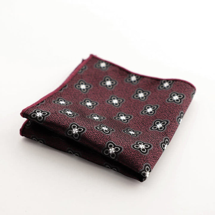 Pochette de costume à rayures géométriques pour homme de la série Bordeaux