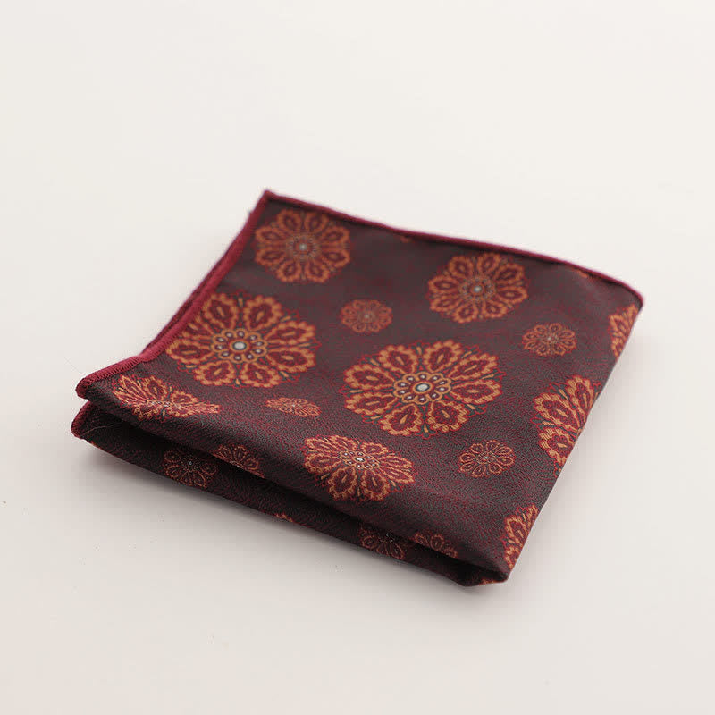 Pochette de costume à rayures géométriques pour homme de la série Bordeaux