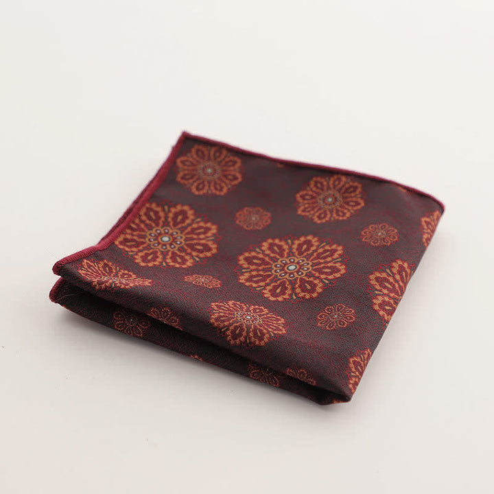 Pochette de costume à rayures géométriques pour homme de la série Bordeaux