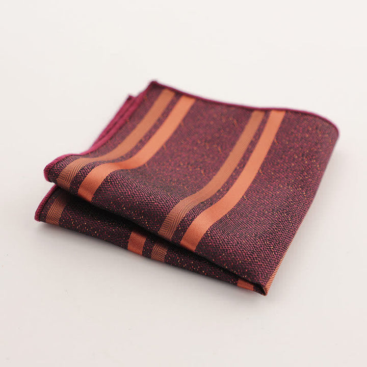 Pochette de costume à rayures géométriques pour homme de la série Bordeaux