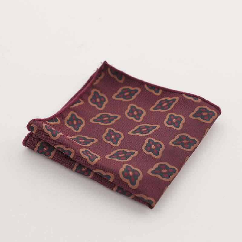 Pochette de costume à rayures géométriques pour homme de la série Bordeaux