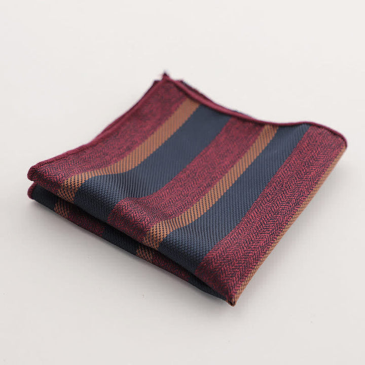 Pochette de costume à rayures géométriques pour homme de la série Bordeaux