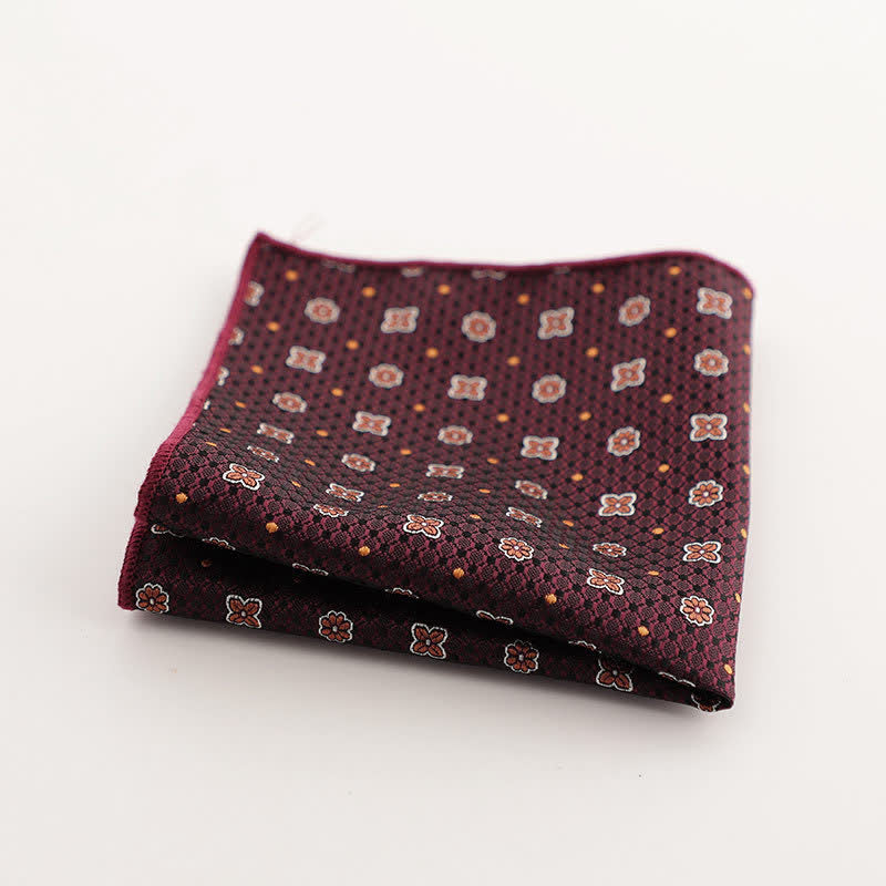 Pochette de costume à rayures géométriques pour homme de la série Bordeaux
