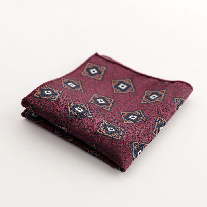 Pochette de costume à rayures géométriques pour homme de la série Bordeaux